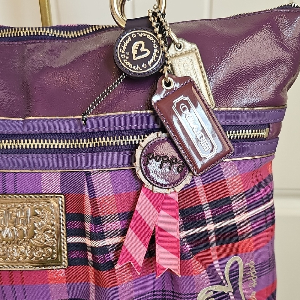 Coach 2010 Poppy Tartan Plaid Glam Tote And Matching Wristlet EUC - Picture 4 of 14